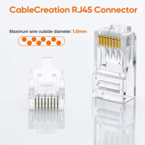 CableCreation 100-PACK RJ45 Connector Cat6 Connectors with Transparent