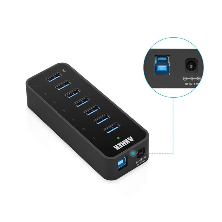 Anker 7-Port USB 3.0 Data Hub with 36W Power Adapter