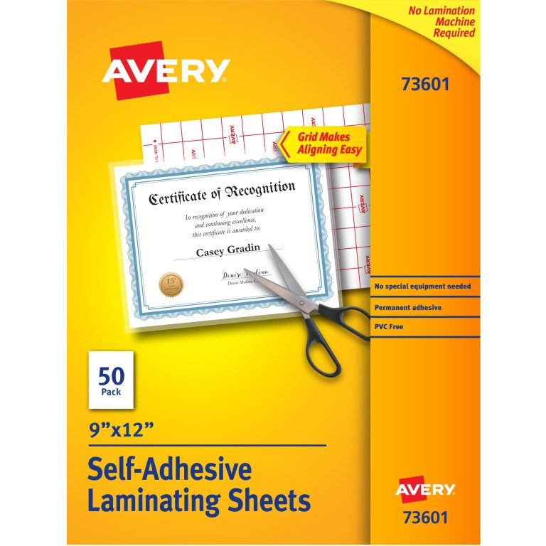 Avery Self-Adhesive Laminating Sheets