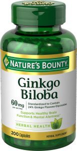Nature's Bounty Ginkgo Biloba 60 mg Herbal Supplement Supports Mental Alertness