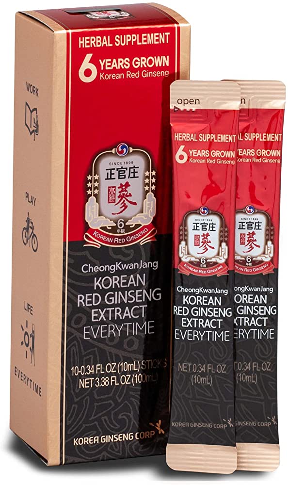 CheongKwanJang EveryTime Portable Korean Red Ginseng Supplements with Caffeine