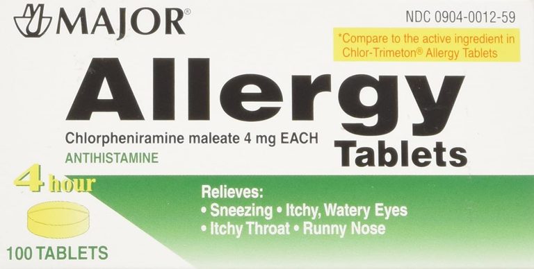 Major Pharmaceuticals Chlorpheniramine Maleate 4mg Anti-Allergy Tablets