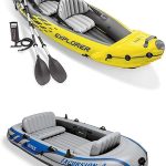 Explorer 2-Person Inflatable Boat Set with Aluminum Oars and High Output Air Pump