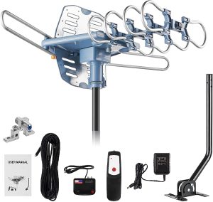 HDTV Antenna Amplified Digital Outdoor Television Antenna 150 Miles with 360 Degree Rotation