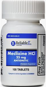 Reliable Meclizine 25mg Tablets Bottle