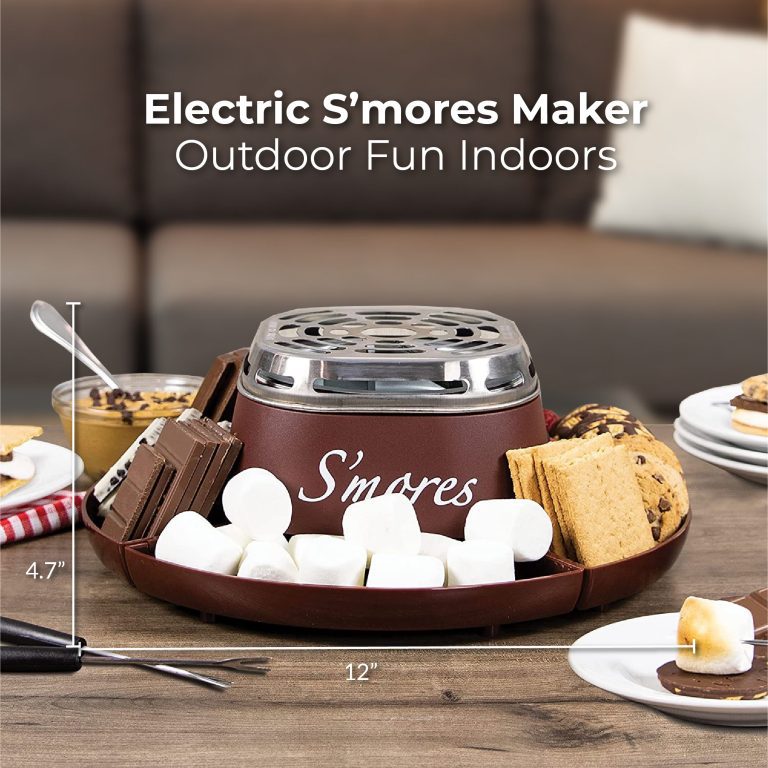 Nostalgia SMM200 Indoor Electric Stainless Steel S'mores Maker with 4 Compartment Trays for Graham Crackers