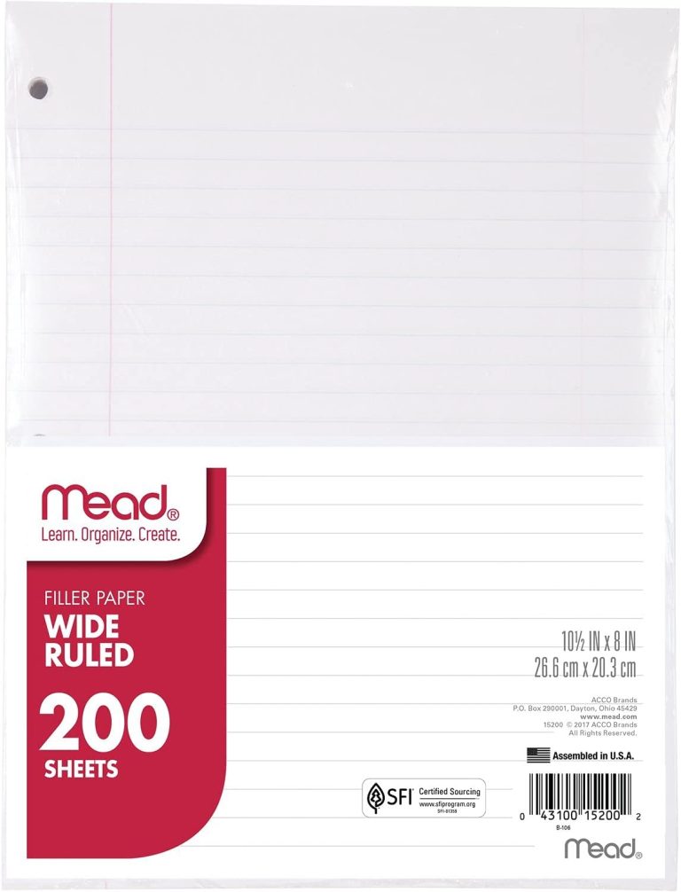 Mead Filler Sheets Punched