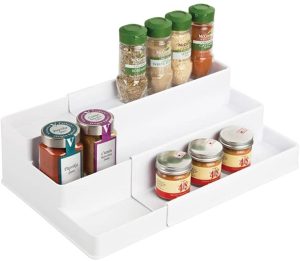 mDesign Adjustable Expandable Cabinet Shelf and Organizer for Spices