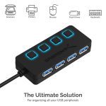 Sabrent 4-Port USB 2.0 Hub with Individual Power Switches and LEDs (HB-UM43)
