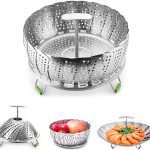 Steamer Basket Stainless Steel Vegetable Steamer Basket Folding Steamer Insert for Veggie Fish Seafood Cooking Expandable to Fit Various Size Pot. First-Level Directory: Home & Kitchen