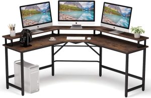 L Shaped Office Computer Desk Monitor Stand Riser Workstation