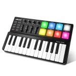 Worlde Portable 25-Key USB Keyboard Controller with Colorful Drum Pads