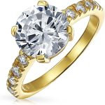 Yellow Gold Plated Cubic Zirconia Engagement Ring