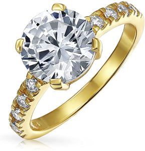 Yellow Gold Plated Cubic Zirconia Engagement Ring